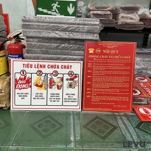 Bộ bảng tôn tiêu lệnh chữa cháy + nội quy pccc 2 tấm giá rẻ