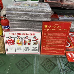 Bộ bảng tôn tiêu lệnh chữa cháy + nội quy pccc 2 tấm giá rẻ