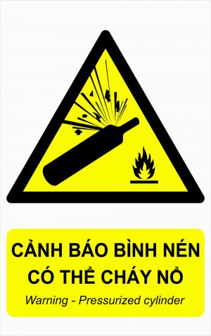 Bảng mica cảnh báo bình nén có thể cháy nổ
