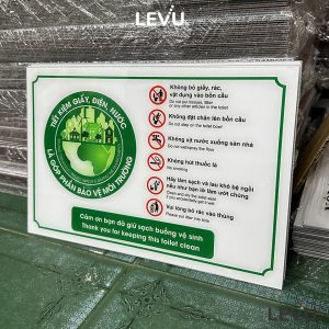 Biển báo giữ vệ sinh chung trong nhà vệ sinh