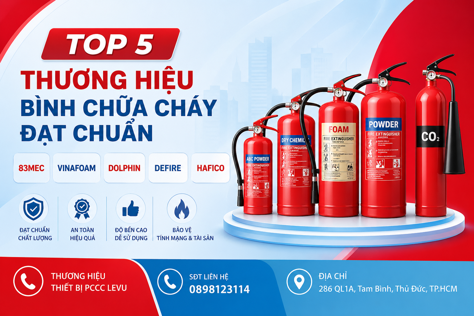 Top 5 thương hiệu bình chữa cháy đạt chuẩn