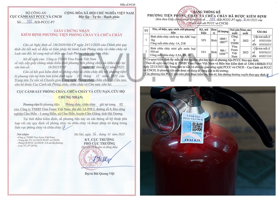 Biên bản kiểm định phương tiện PCCC