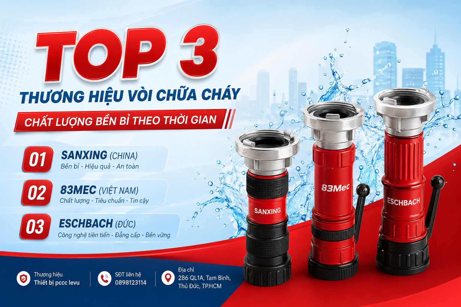 Top 3 thương hiệu vòi chữa cháy chất lượng bền bỉ theo thời gian